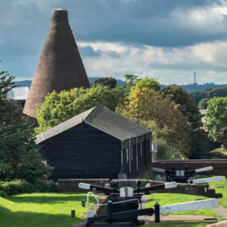 View of one of Stourbridge's iconic glass kilns.