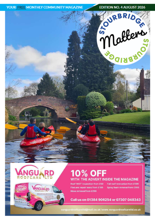 A group of kayakers enjoying the summer weather as they travel along the canal near Stourbridge.