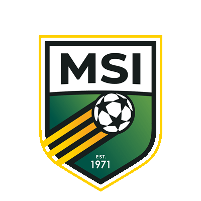 Shield logo for MSI soccer club with a soccer ball and the letters