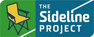 The Sideline Project logo featuring yellow folding chair graphic on green background next to white text on blue.
