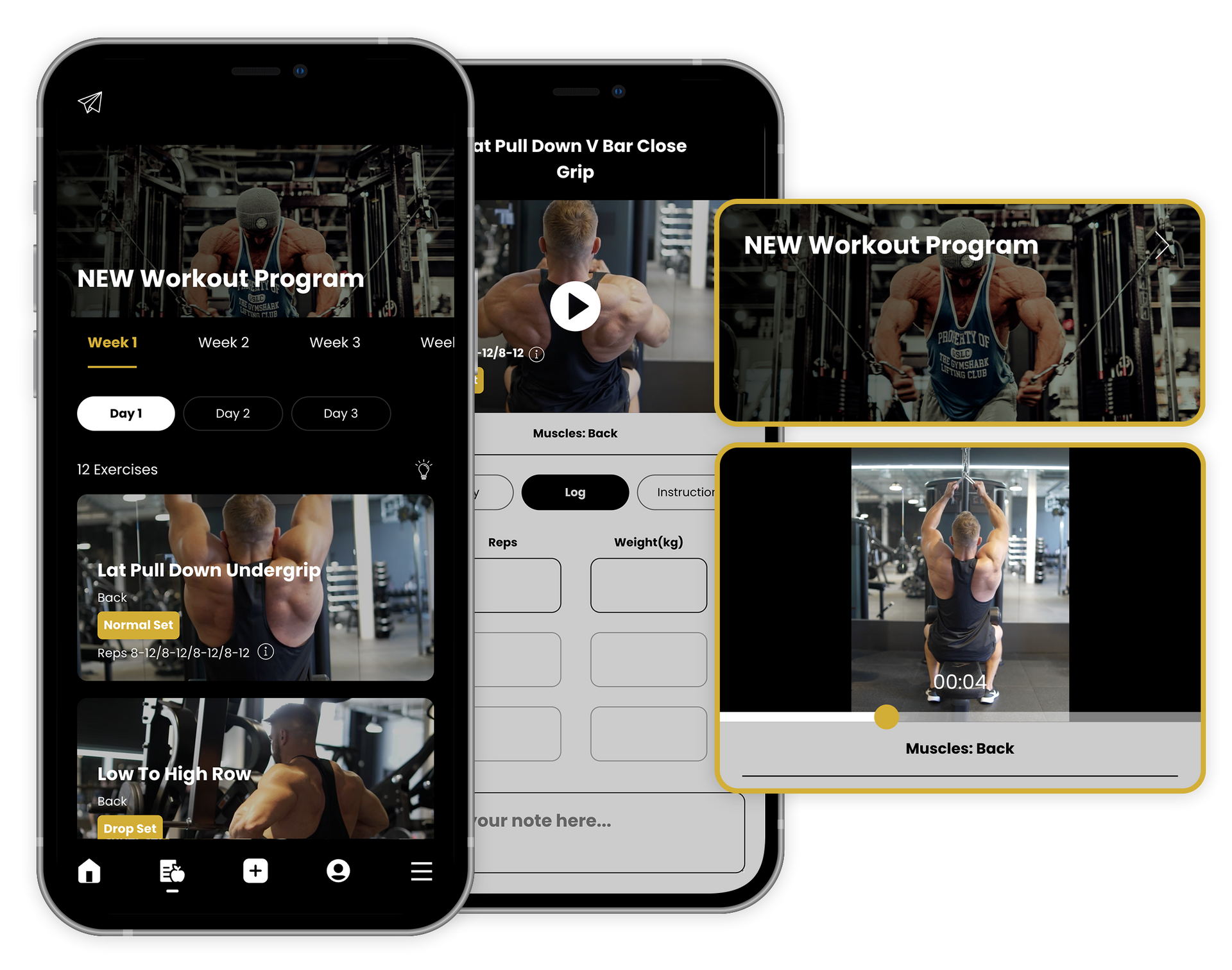 A man is doing exercises in a gym on a cell phone.