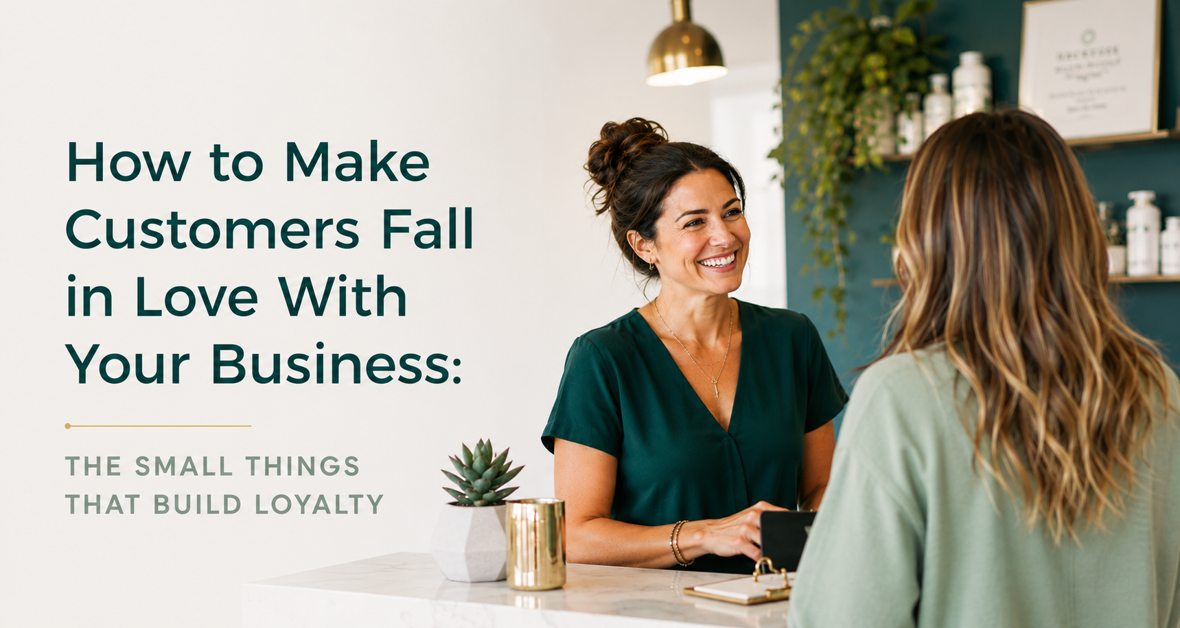 small service-business owner genuinely smiling while greeting a customer