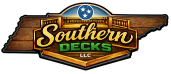 Logo for Southern Decks LLC, featuring Tennessee outline and deck graphic.