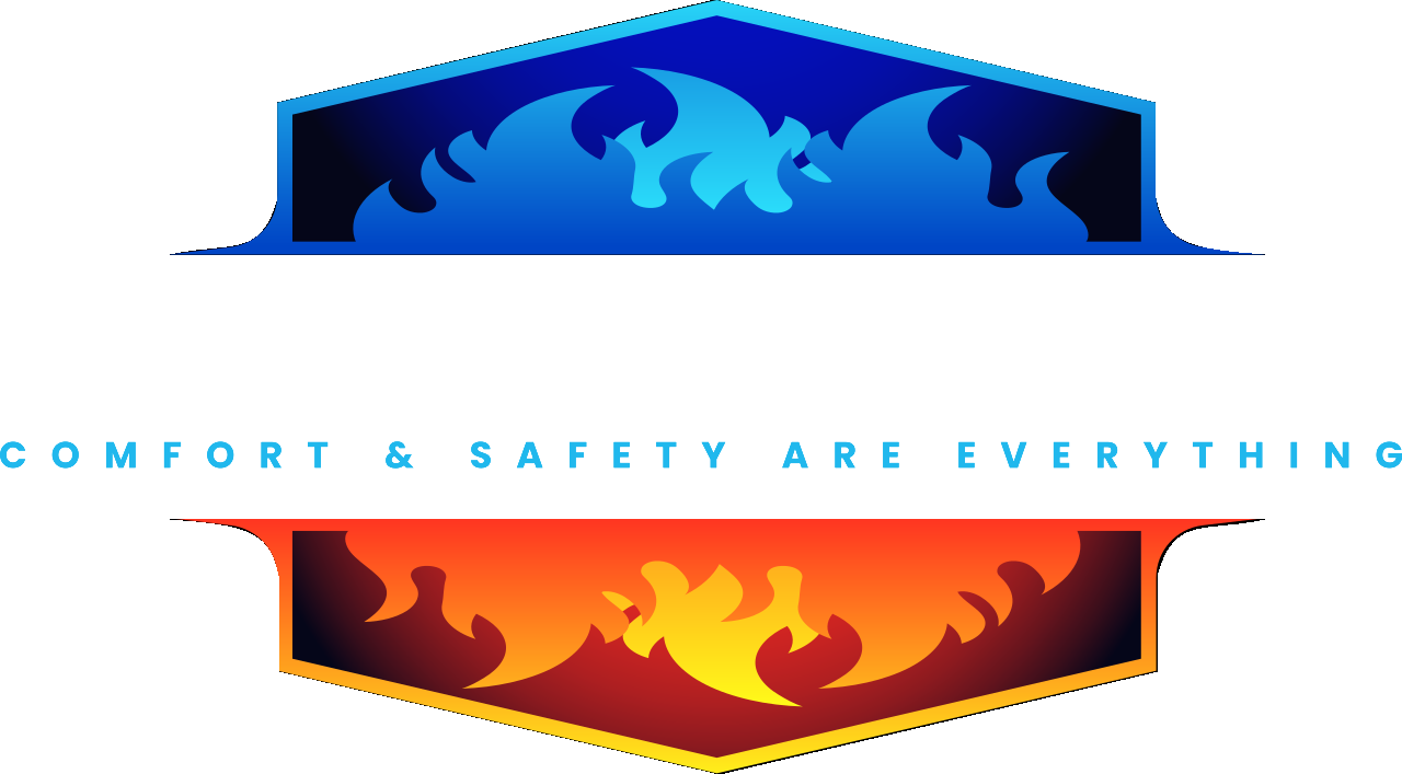 A logo for the company, Airflow Experts, that has tag line that says, comfort and safety are everything