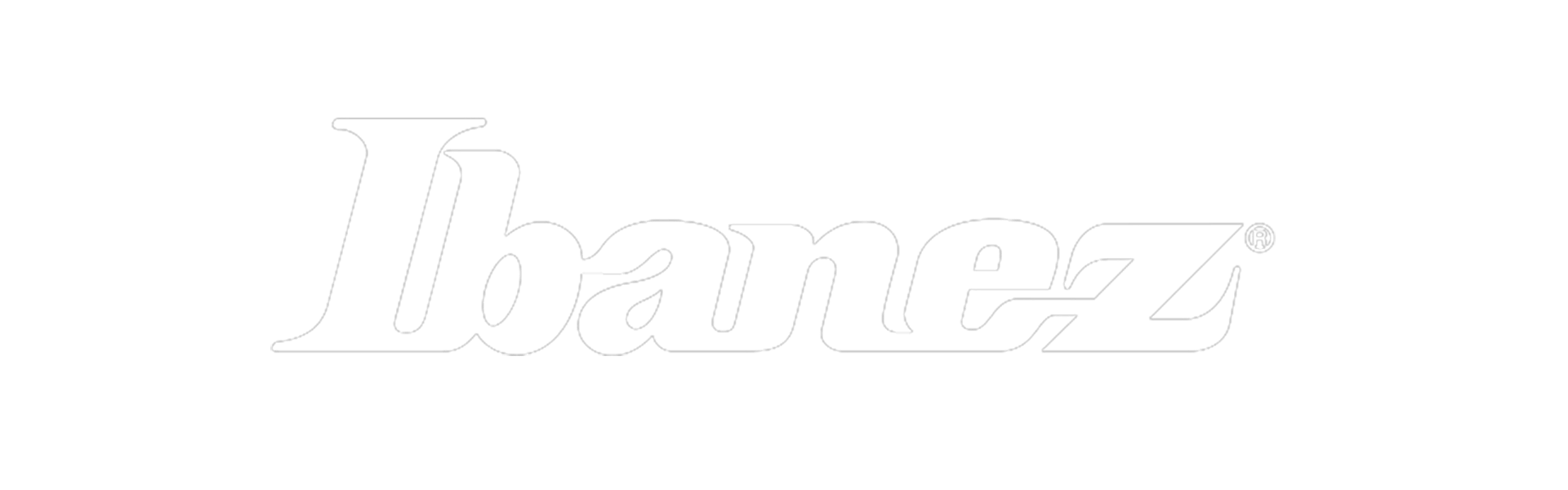 Ibanez logo in white text on a white background.