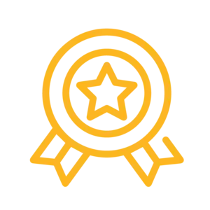 A yellow ribbon with a star in the middle.