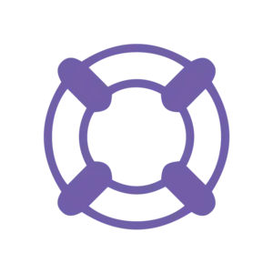 A purple life preserver icon on a white background.