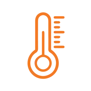 A line drawing of a thermometer with a ruler on a white background.