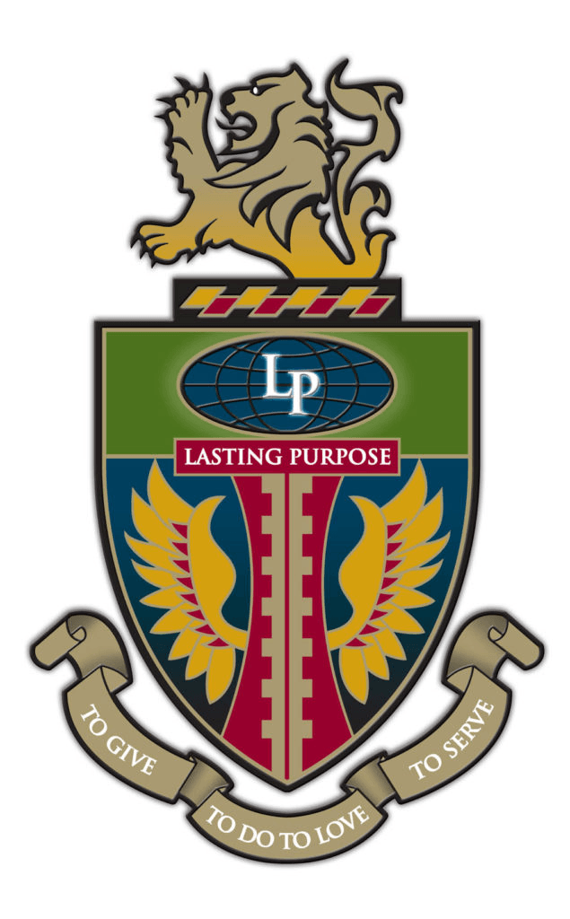 A shield with a lion and the letter lp on it