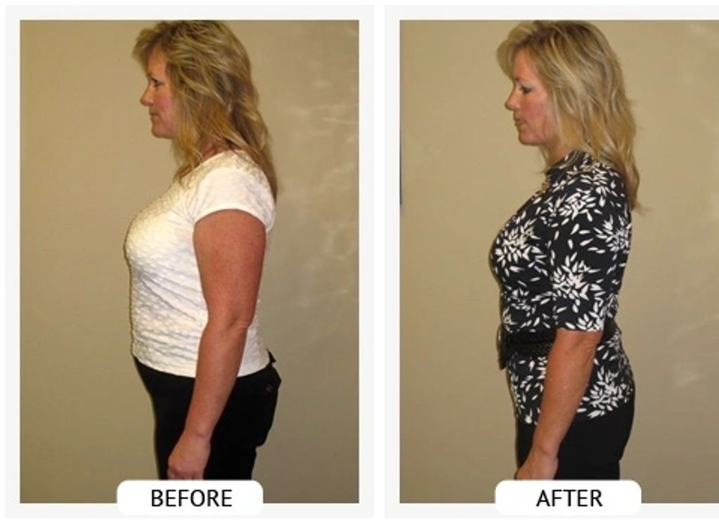 Before and After- Lana lost 25 lbs and 19.25 inches in 42 days.