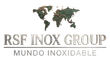 Logotipo del Grupo RSF Inox con mapa del mundo y las palabras “Mundo Inoxidable”