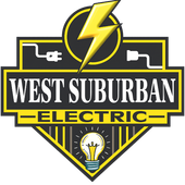 Logo for West Suburban Electric Inc featuring a yellow lightning bolt inside a brown circle above the company name.