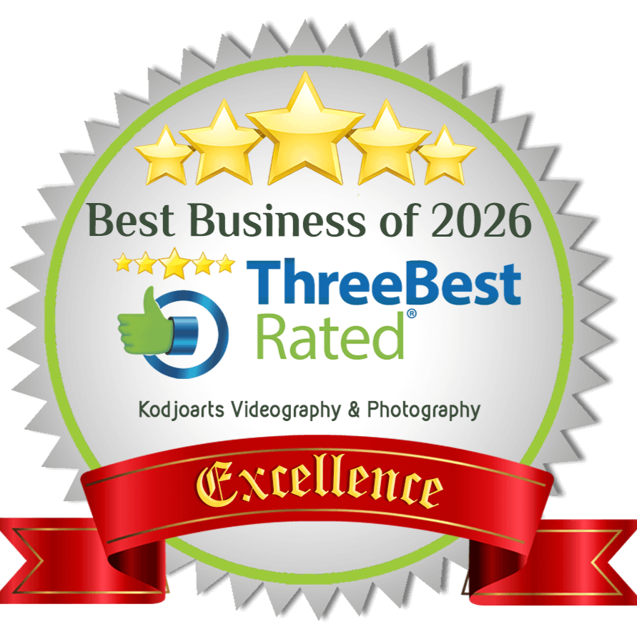 ThreeBest Rated 2026 Excellence badge for Kodjoarts Videography & Photography