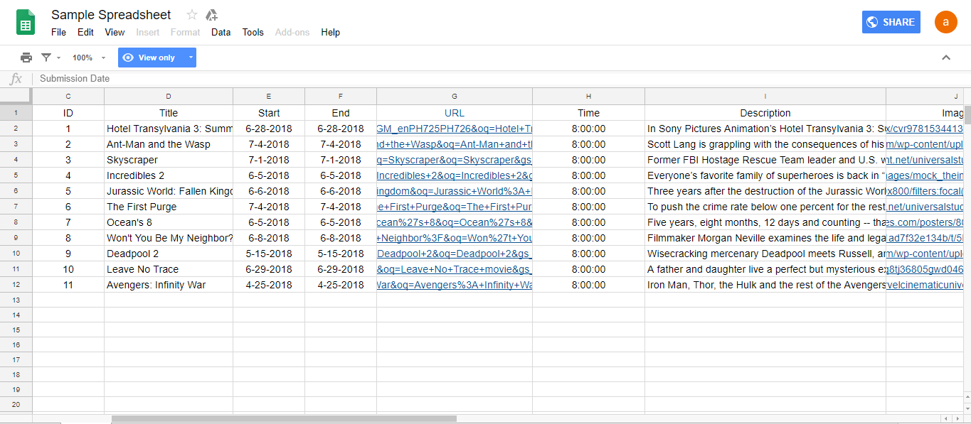 calendar spreadsheet