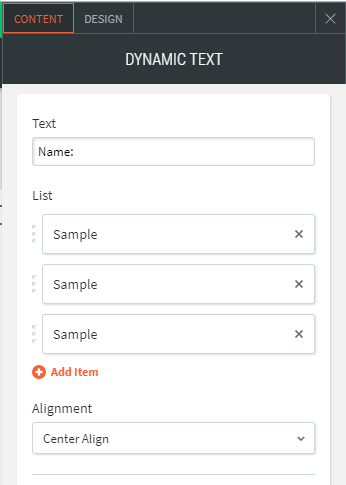 dynamic text widget