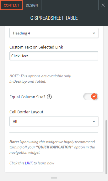 google spreadsheet table widget