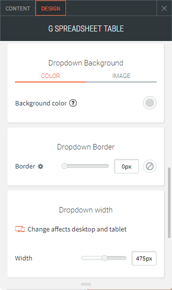 google spreadsheet table widget