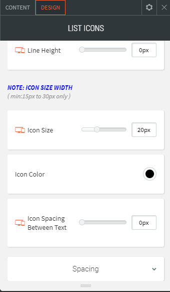 list icons widget