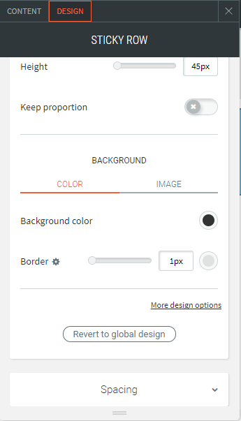 sticky row widget