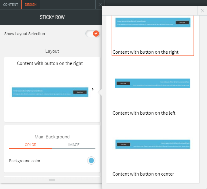 sticky row widget