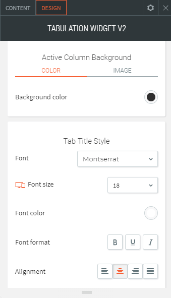 tabulation widget