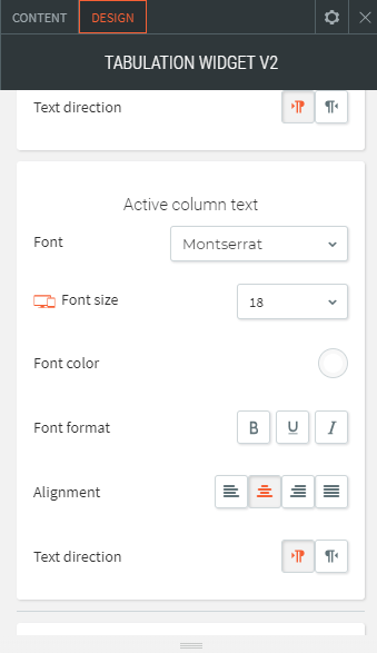 tabulation widget