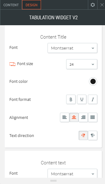 tabulation widget