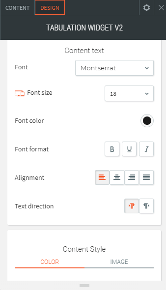tabulation widget