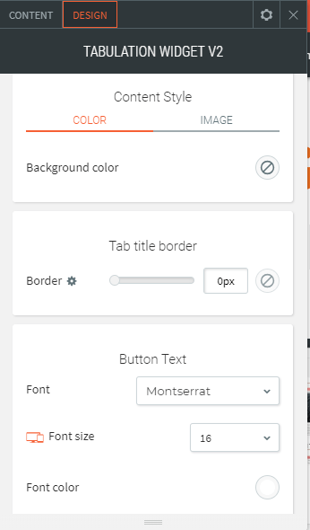 tabulation widget