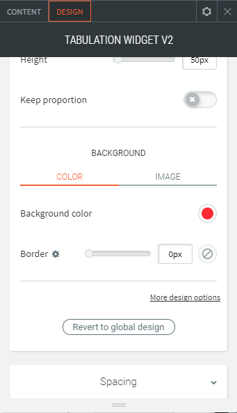 tabulation widget