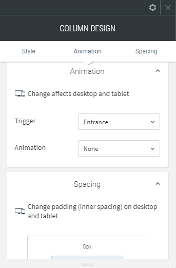 column widget