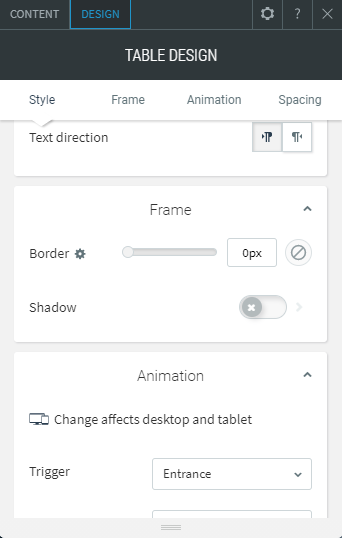 table widget