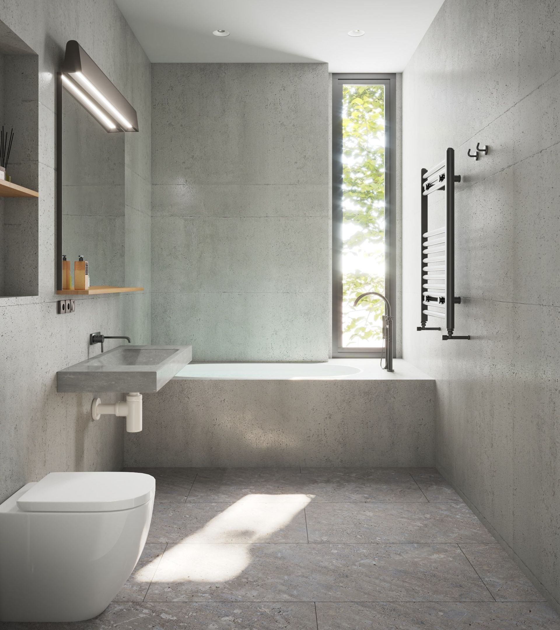 A bathroom with a toilet , sink , and window.