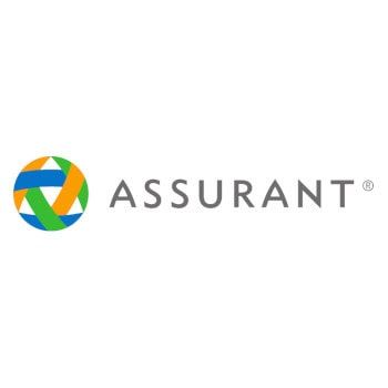 Assurant logo with multicolored circular icon and gray wordmark on a white background