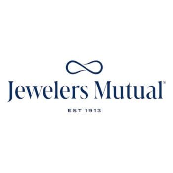 Jewellers Mutual logo with navy script text and infinity symbol, EST 1913 underneath