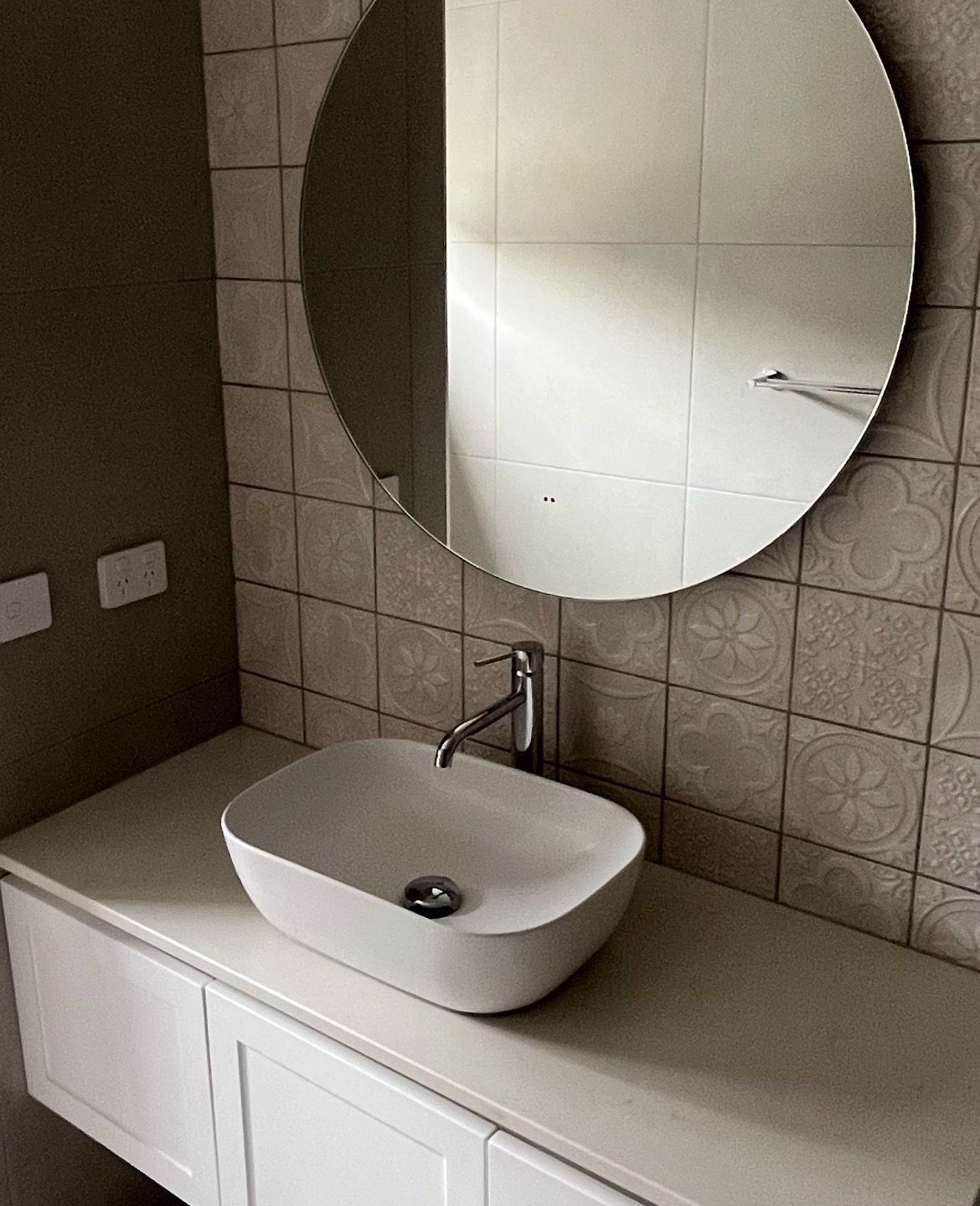 bathroom basin and circe mirror — Kerney Plumbing in Bacchus Marsh, VIC