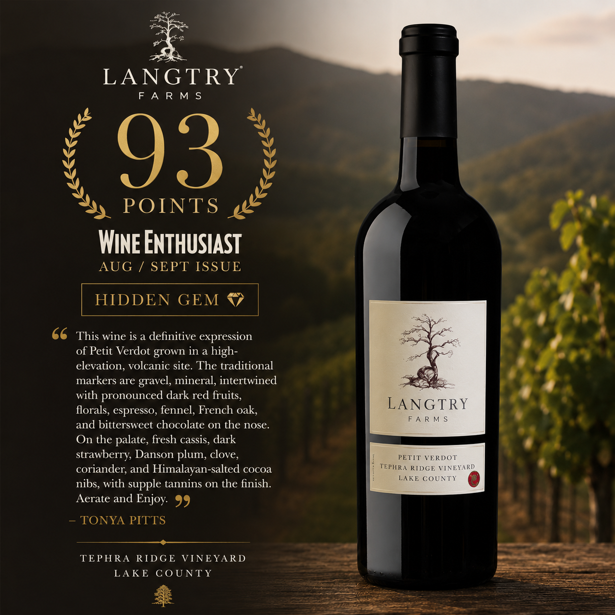 93 points Wine Enthusiast Petit Verdot
