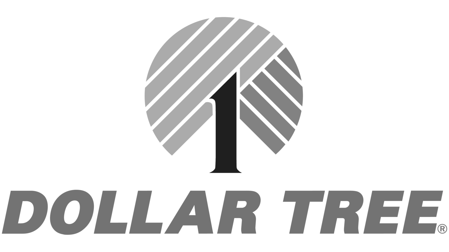 Dollar Tree logo: a gray tree shape with a black number 