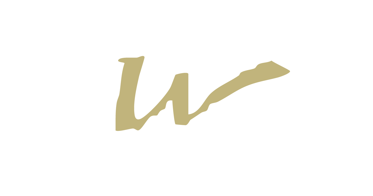 Gold-colored, stylized 