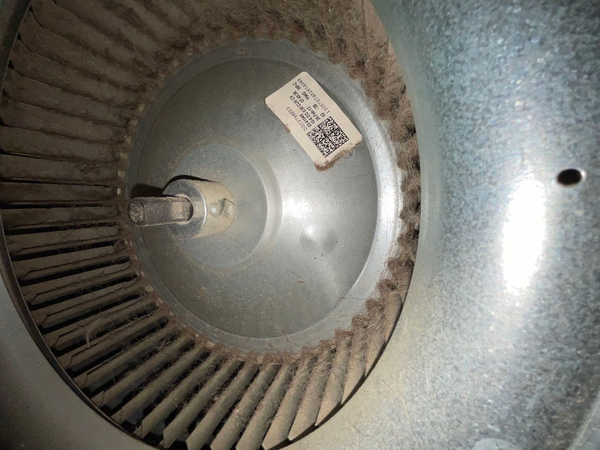 A close up of a fan with a label on it