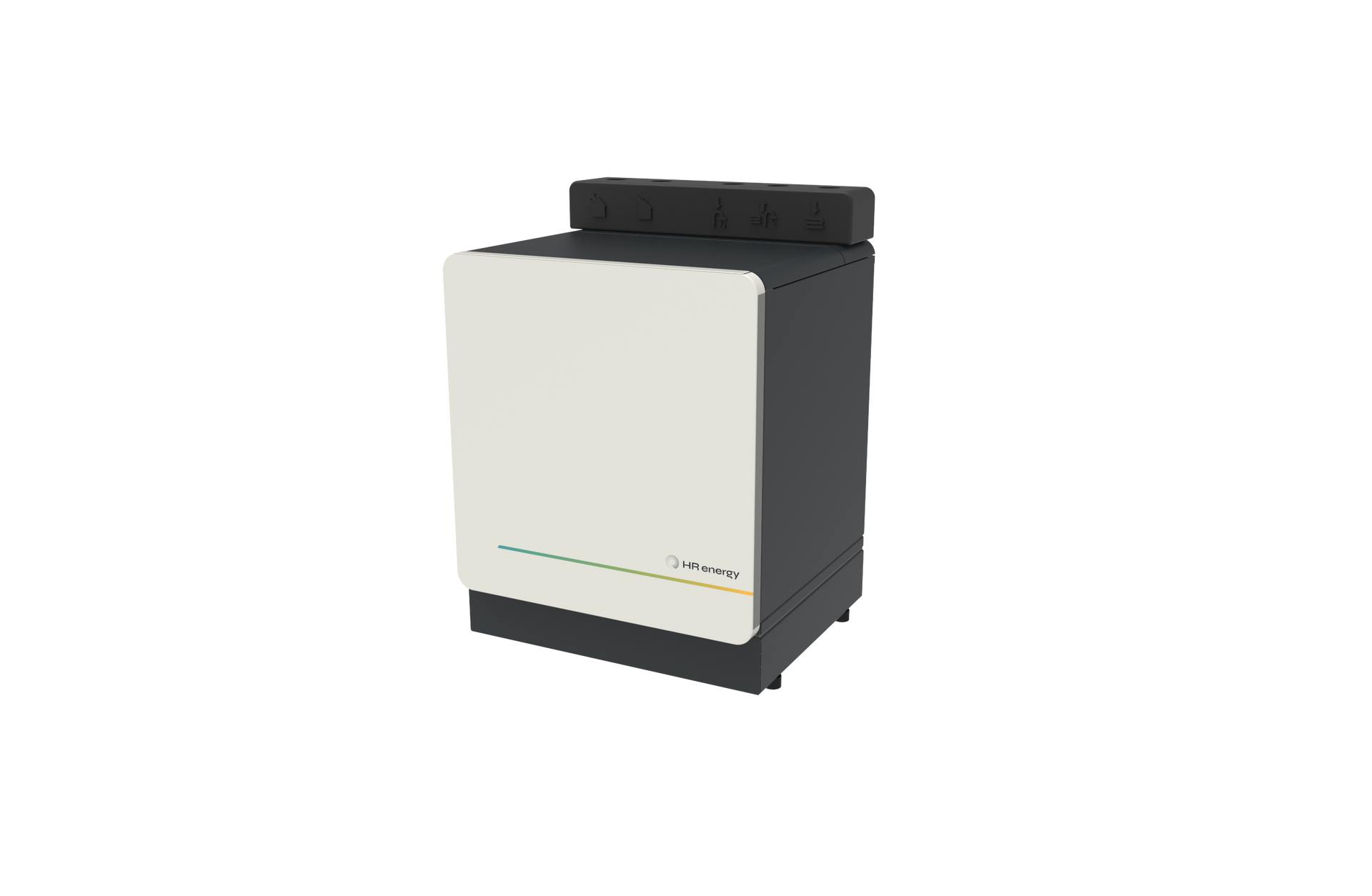 Compacte zwart-wit kantoorprinter/kopieerapparaat op een witte achtergrond