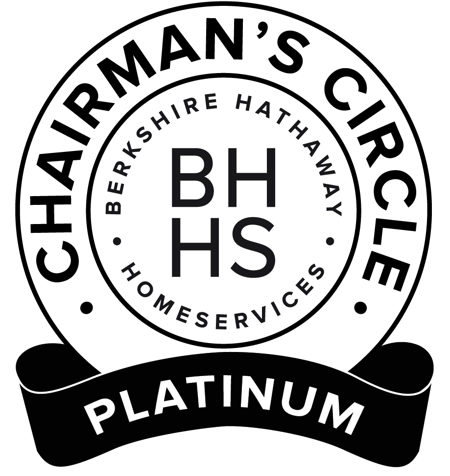 Chairman's Circle Platinum award logo: Black and white circular badge for Berkshire Hathaway HomeServices.