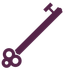 Purple illustration of a skeleton key.