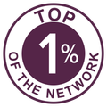 Top 1% of the network Purple circle badge: