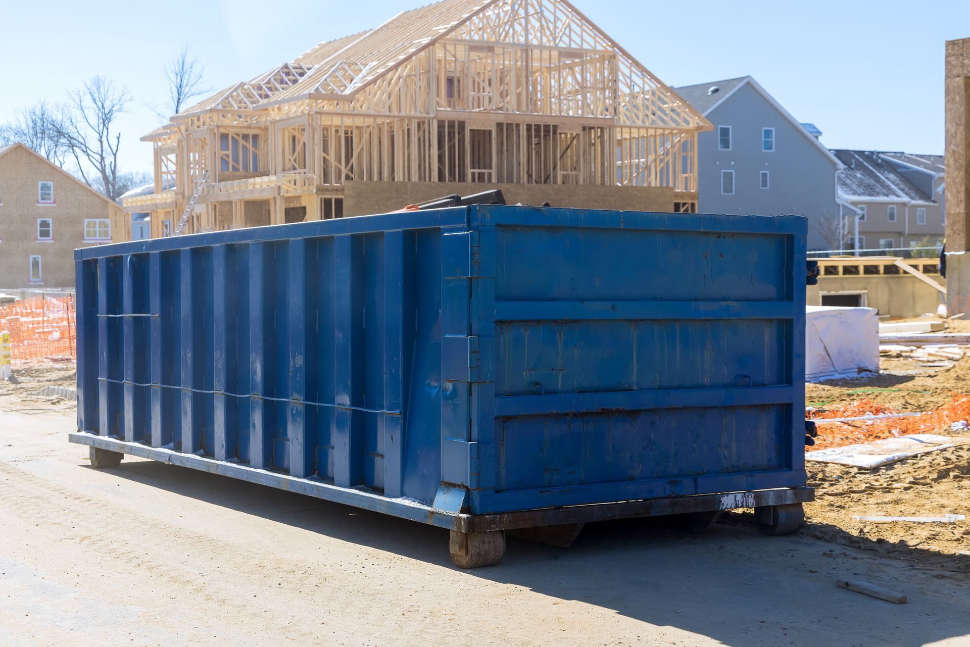A roll-off dumpster rental for construction debris during a home renovation project.