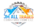 JM All Trades Construction LLC logo with house roof, saw blade, and blue-orange text