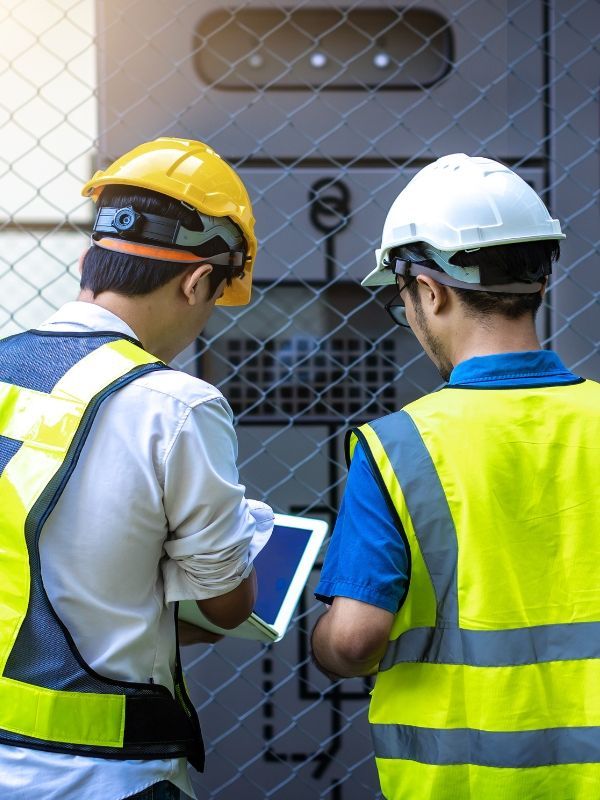 Industrial electrician performing routine electrical maintenance