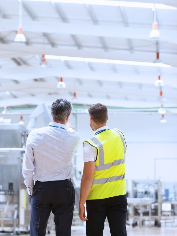 Warehouse lighting installation in progress at an industrial facility
