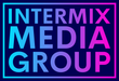 The logo for the intermix media group is blue and pink.