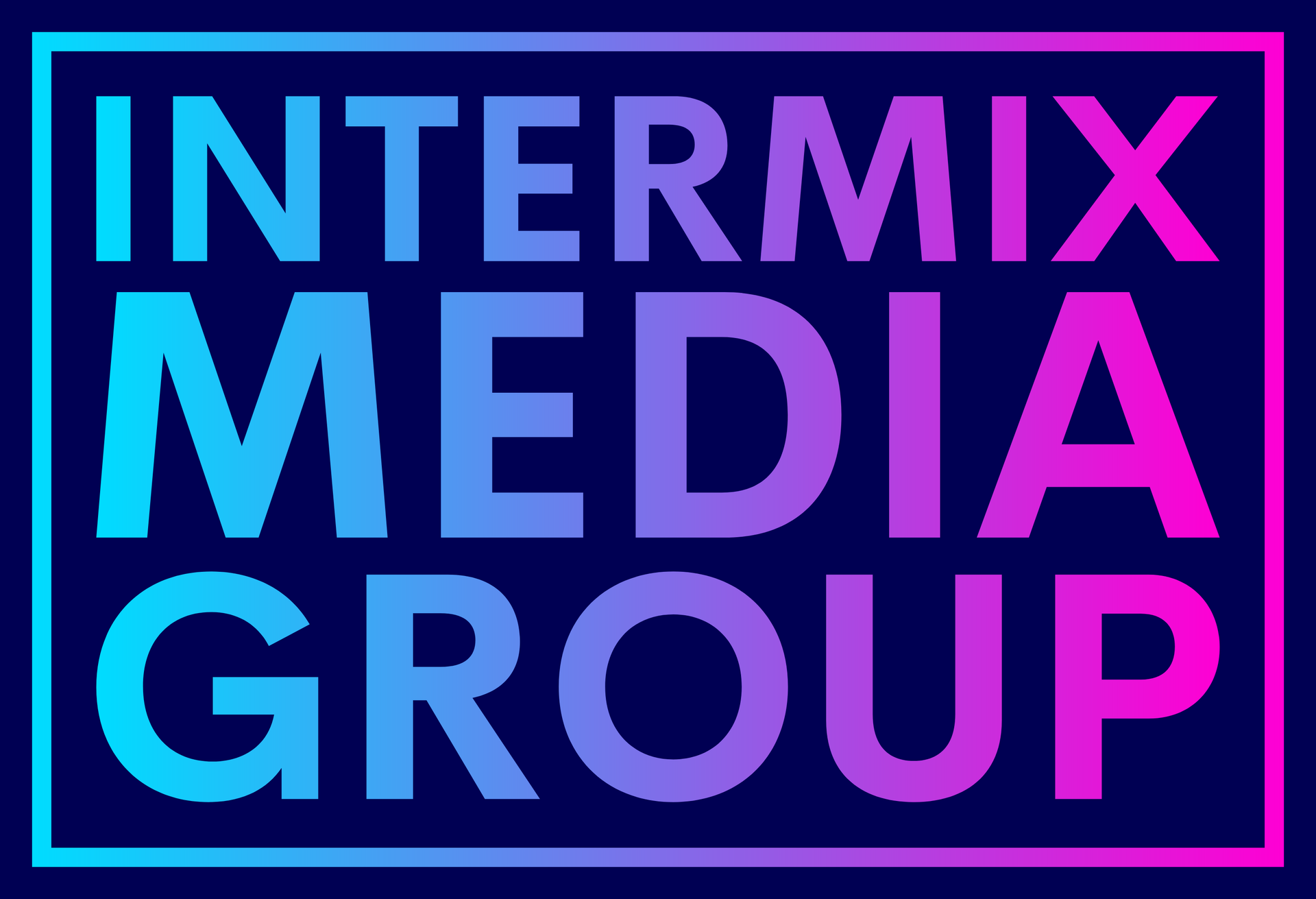 The logo for the intermix media group is blue and pink.